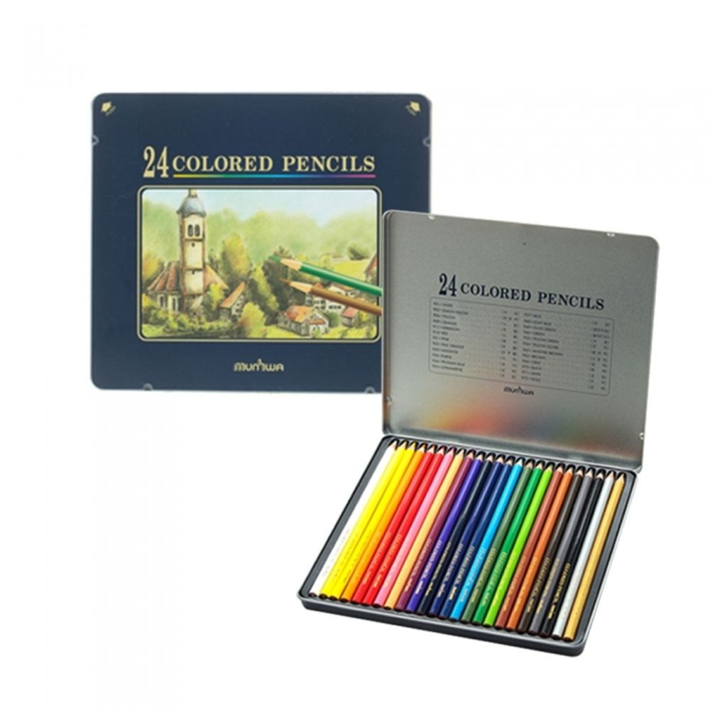 MUNHWA Nexpro Premium Oil-Based Colored Pencil Set | 24 Colors in Protective Tin Case | Professional Artist Grade | KC Certified | Made in Korea